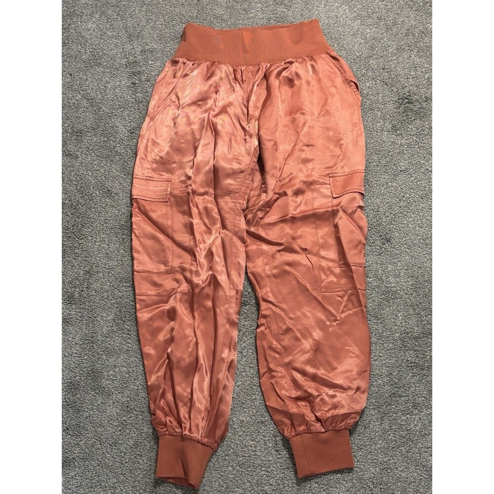 Cinq A Sept Satin Giles Jogger Women’s Small Cargo Pants‎ Trousers Peachy Orange